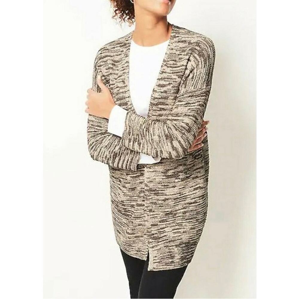 J. Jill Pure Jill Women’s Shale Cream Mixed Stitch Marled Cardigan Size Large